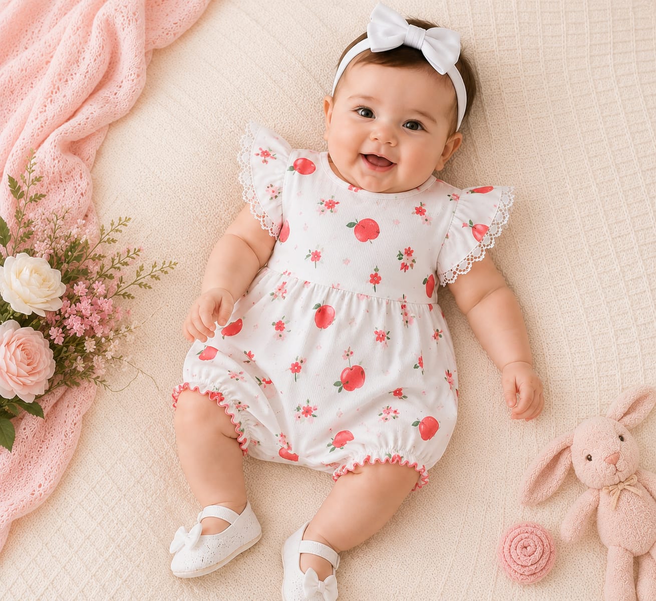 رومبر بناتي صيفي بطبعات الفواكه 🍓🥝🫐👶